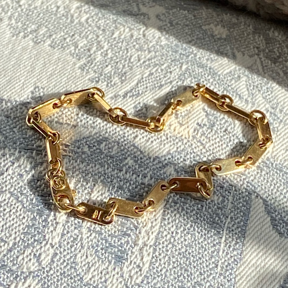 Vintage fidelity cartier 18k gold long chain link bracelet